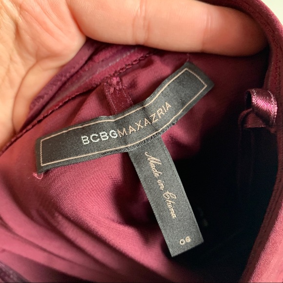 BCBG Max Azria NWT Brandie Ruffle Bodycon Dress Burgundy Formal Size 6 - Picture 3 of 7